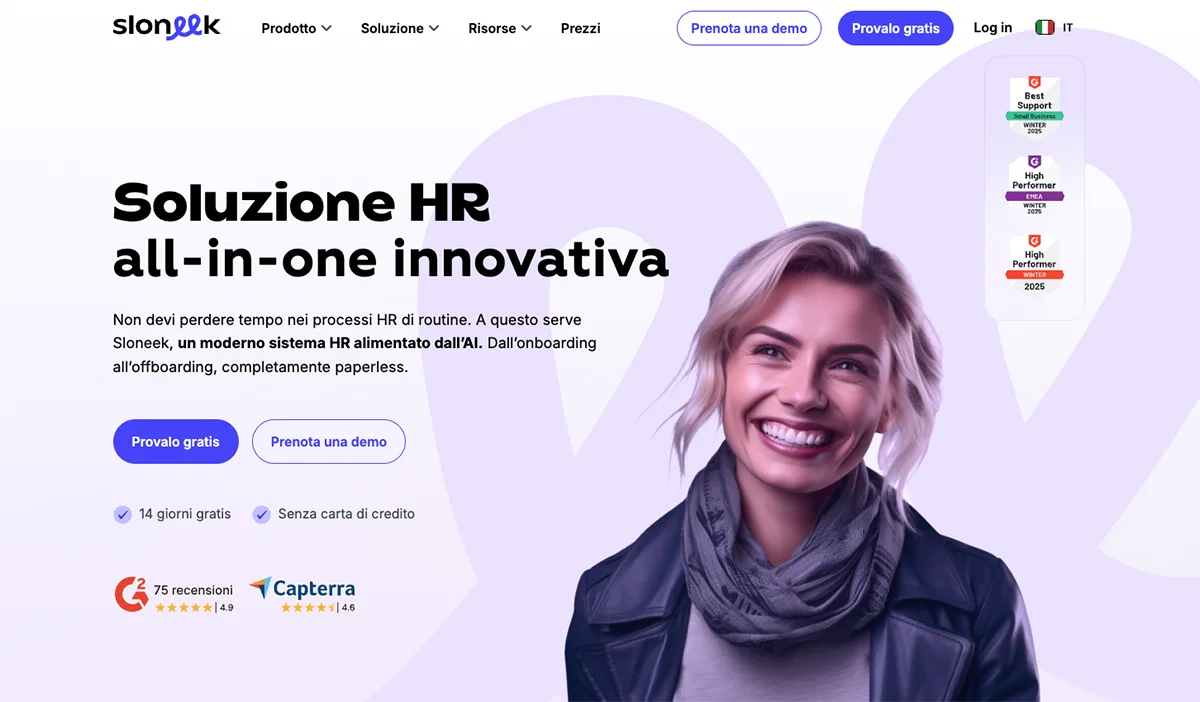 pagina principale del sistema HR di Sloneek