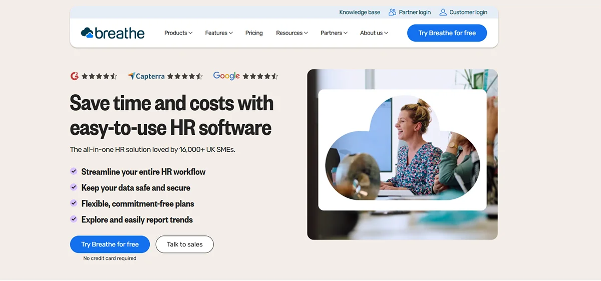 BreatheHR main page