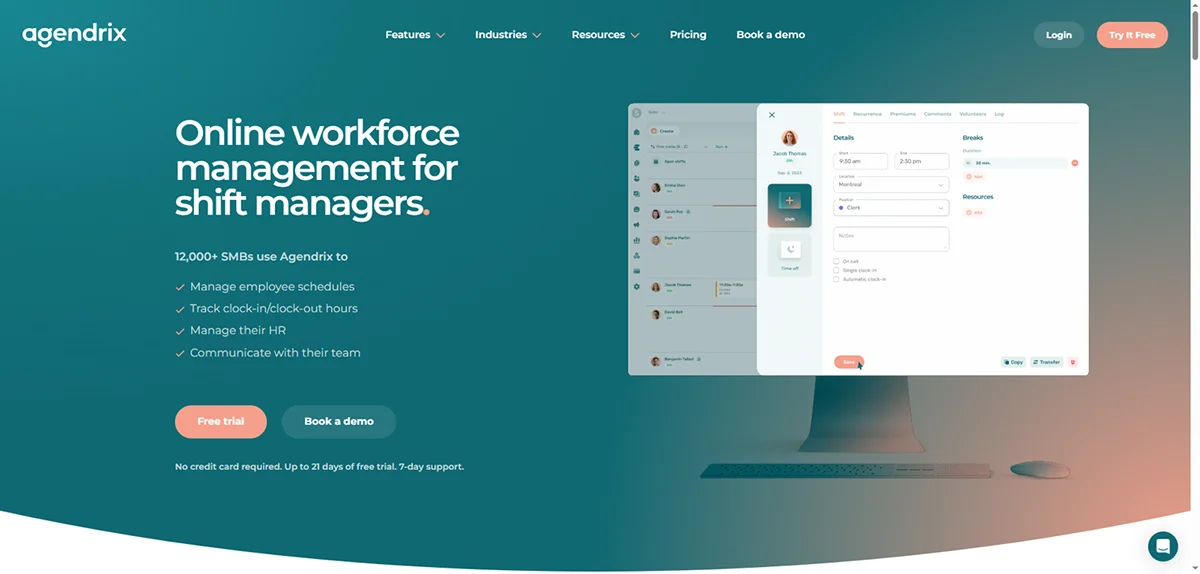 Agendrix main page.