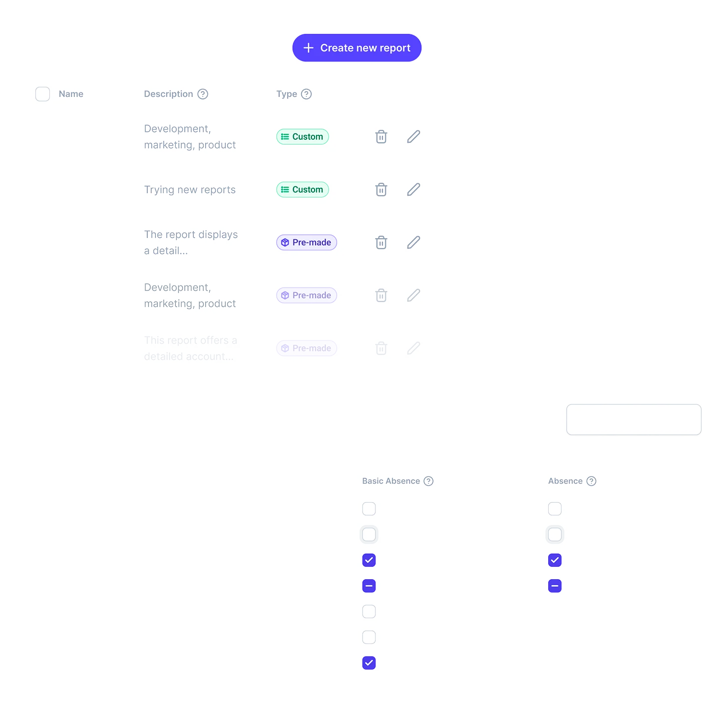 Custom reports Sloneek